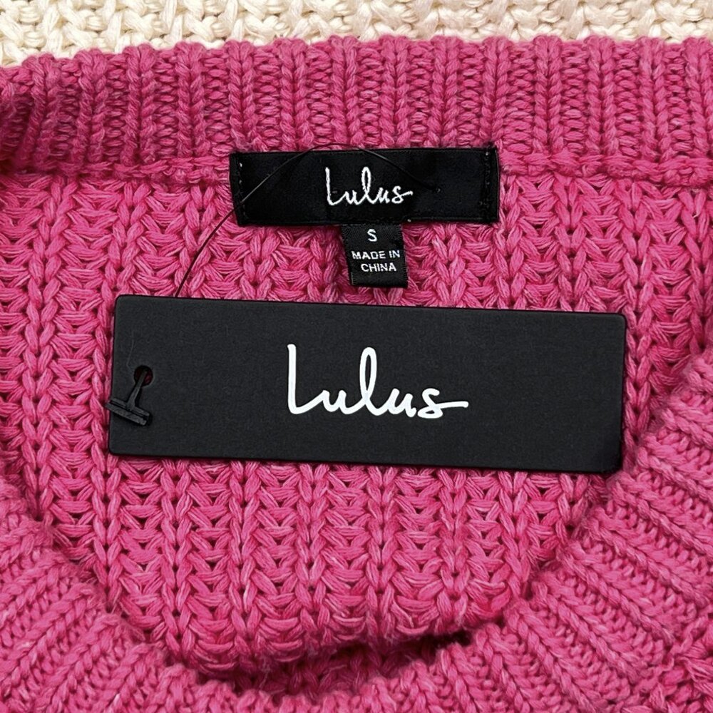 Lulus Autumn Leaves Pink Multi Chevron Stripe Knit Sweater Size S‎ - NWT - Picture 2 of 7